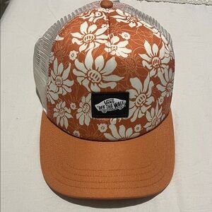 NWT Vans Orange and White Floral Trucker Cap